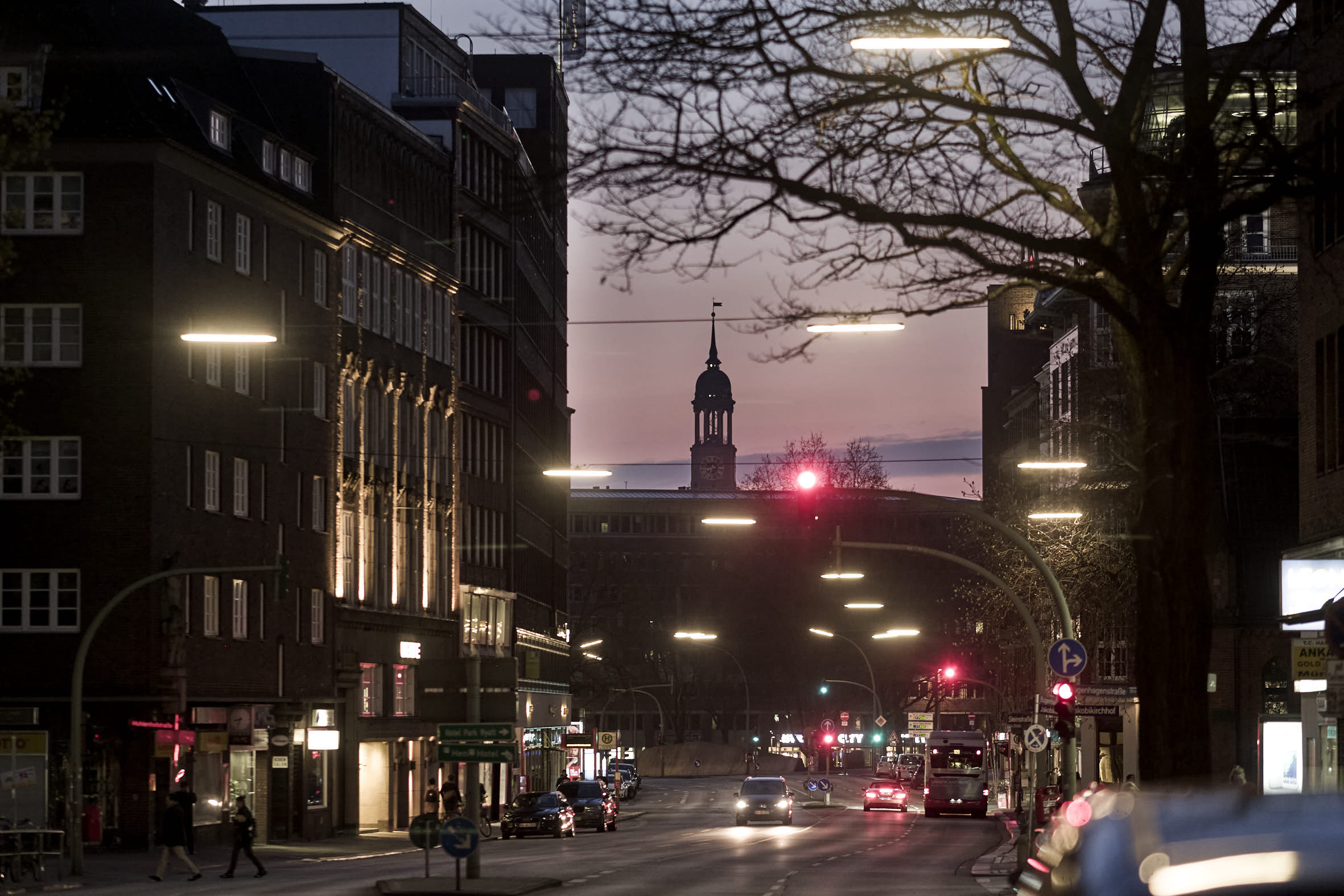 Hamburg bei Nacht, Michel, Steinstraße